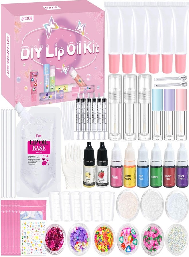 Jcoos DIY Lip Gloss Oil Make Your Own Lip Gloss Kit, Inspired Lip Oil Base with Pigment, Flavoring Oil, Glow Tubes, DIY Lip Gloss Making Kit, Moisturizing Lipglosses for Girls Women Christmas Gifts - Image 1